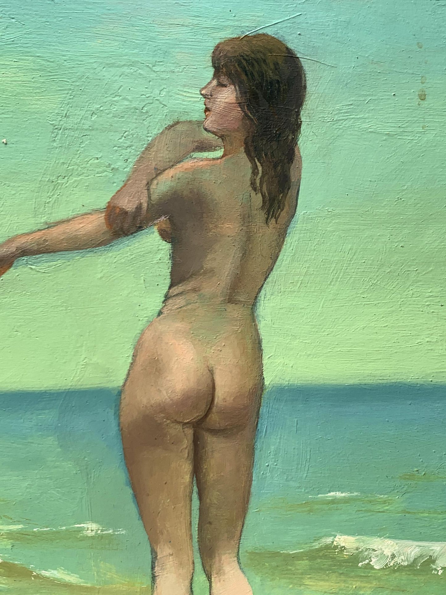 Oil painting Girl on the beach Mykhailo Burdylo