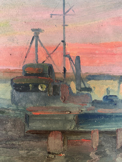 Oil painting Ship on the ferry Peter Dobrev