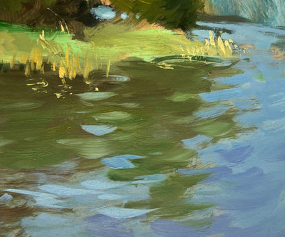 Oil painting A downpour is approaching by the river Yuriy Suprunchuk