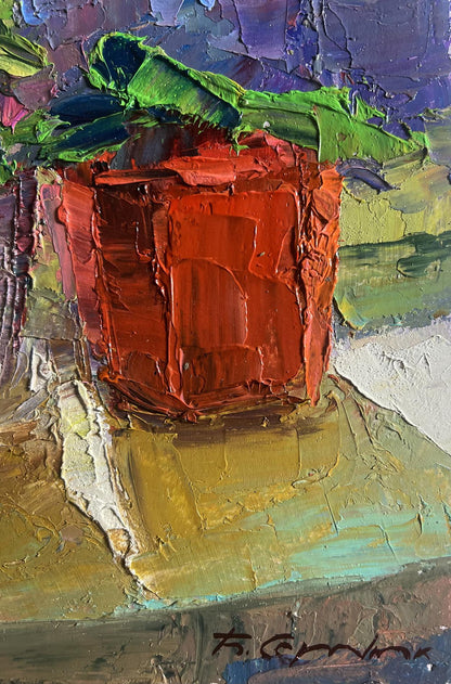 Oil painting Flowers on the windowsill Boris Serdyuk