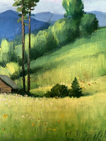 Oil painting A lonely house in the mountains Mykhailo Burdylo