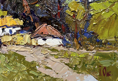 Oil painting Village houses Oksana Ivanyuk