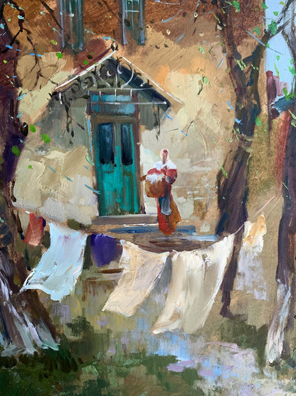 OIl painting A light breeze in the yard Yuriy Suprunchuk