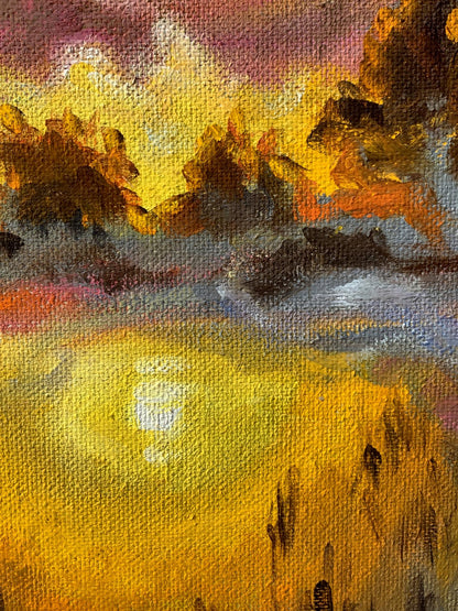 Oil painting Sunset sun Valentina Simashchuk