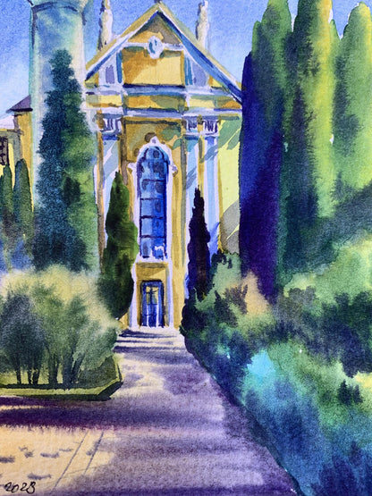 Watercolor painting Sacred place Svetlana Gramm