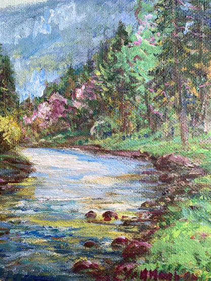 Oil painting Calm stream in the mountains Yu. Ulinets