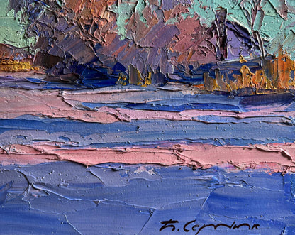 Oil painting Pink morning in winter Boris Serdyuk