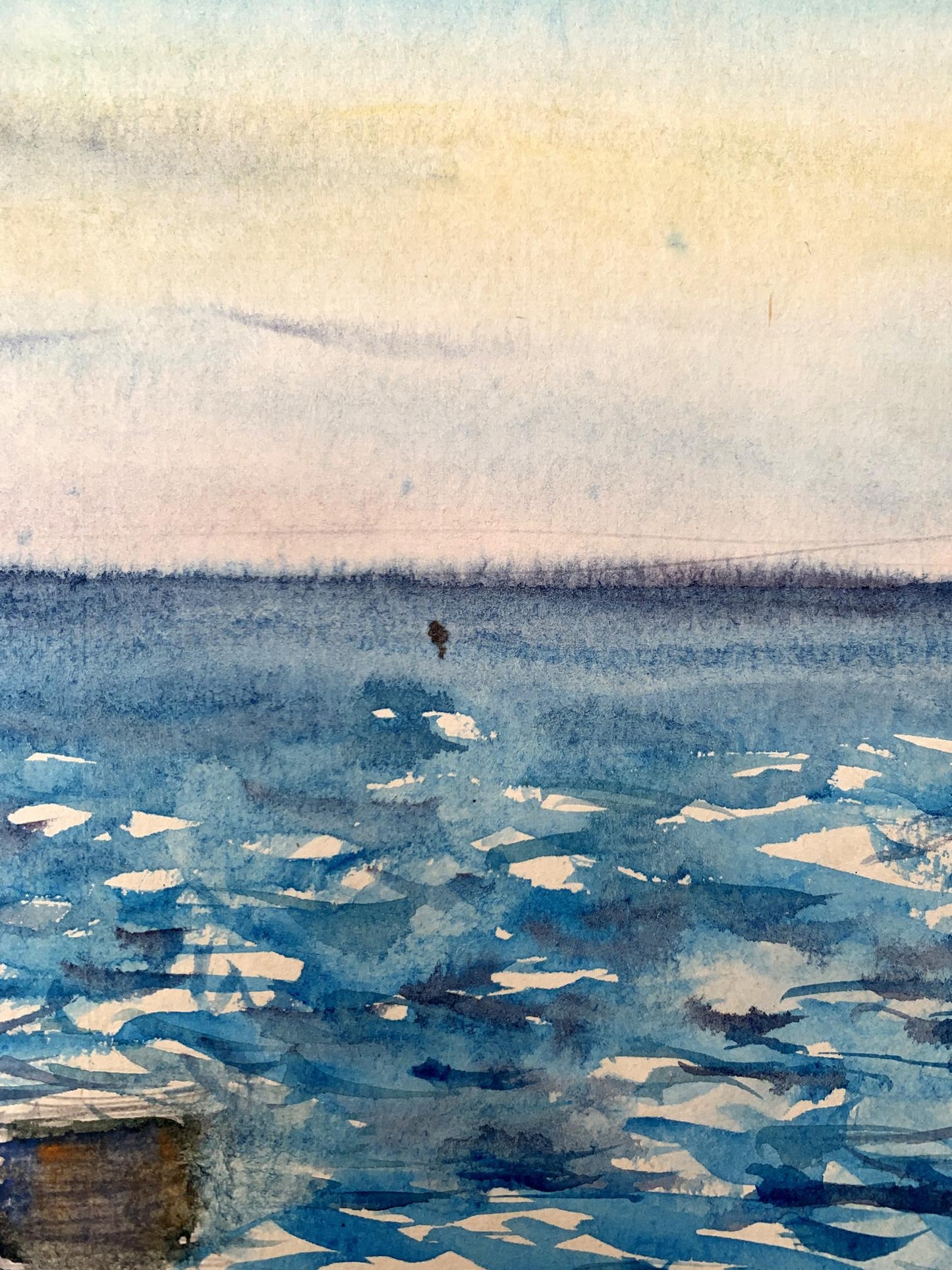 Watercolor painting With a view of the sea Unknown artist