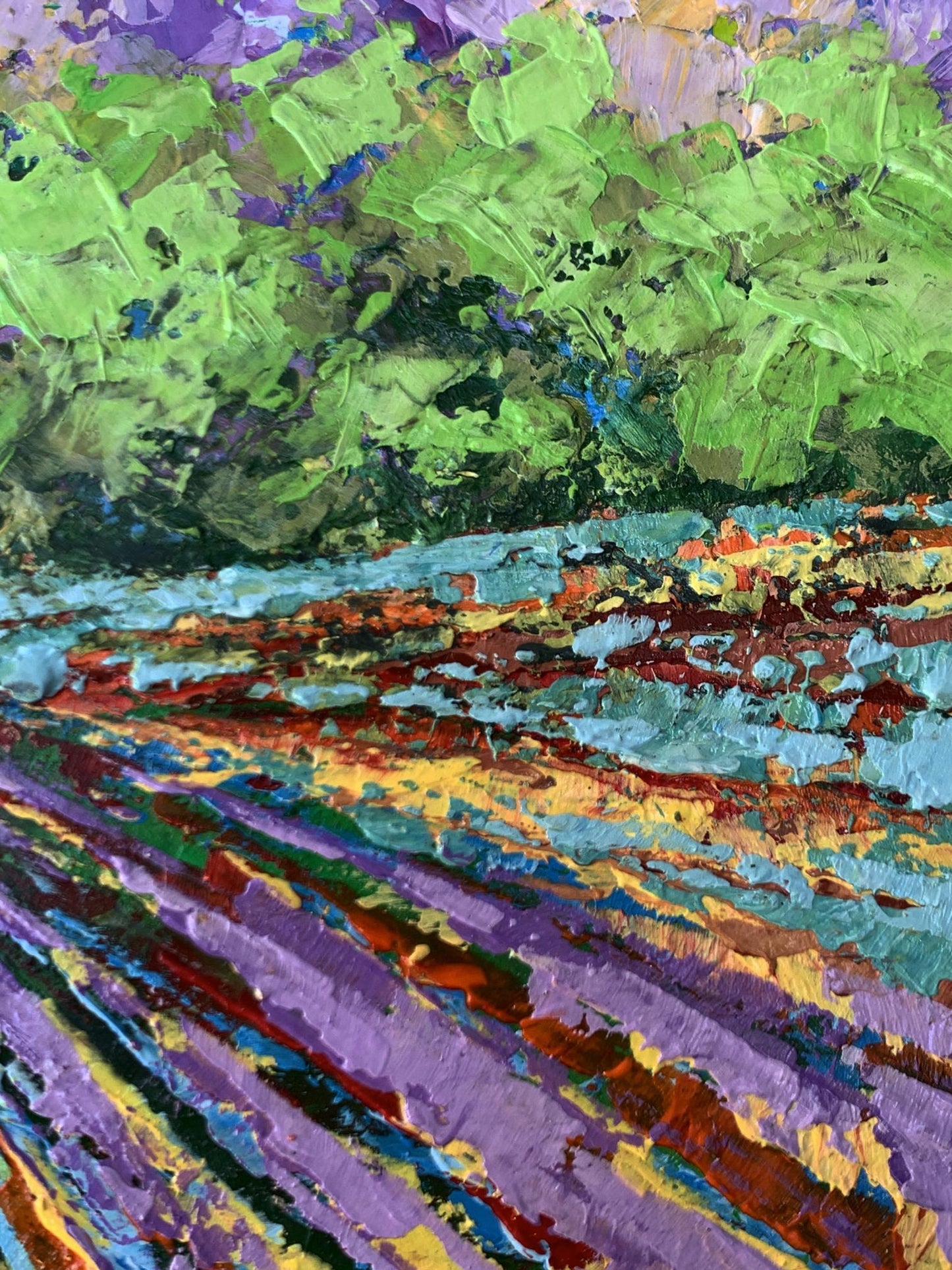 Oil painting Sunny field near the forest V. Zadorozhnya