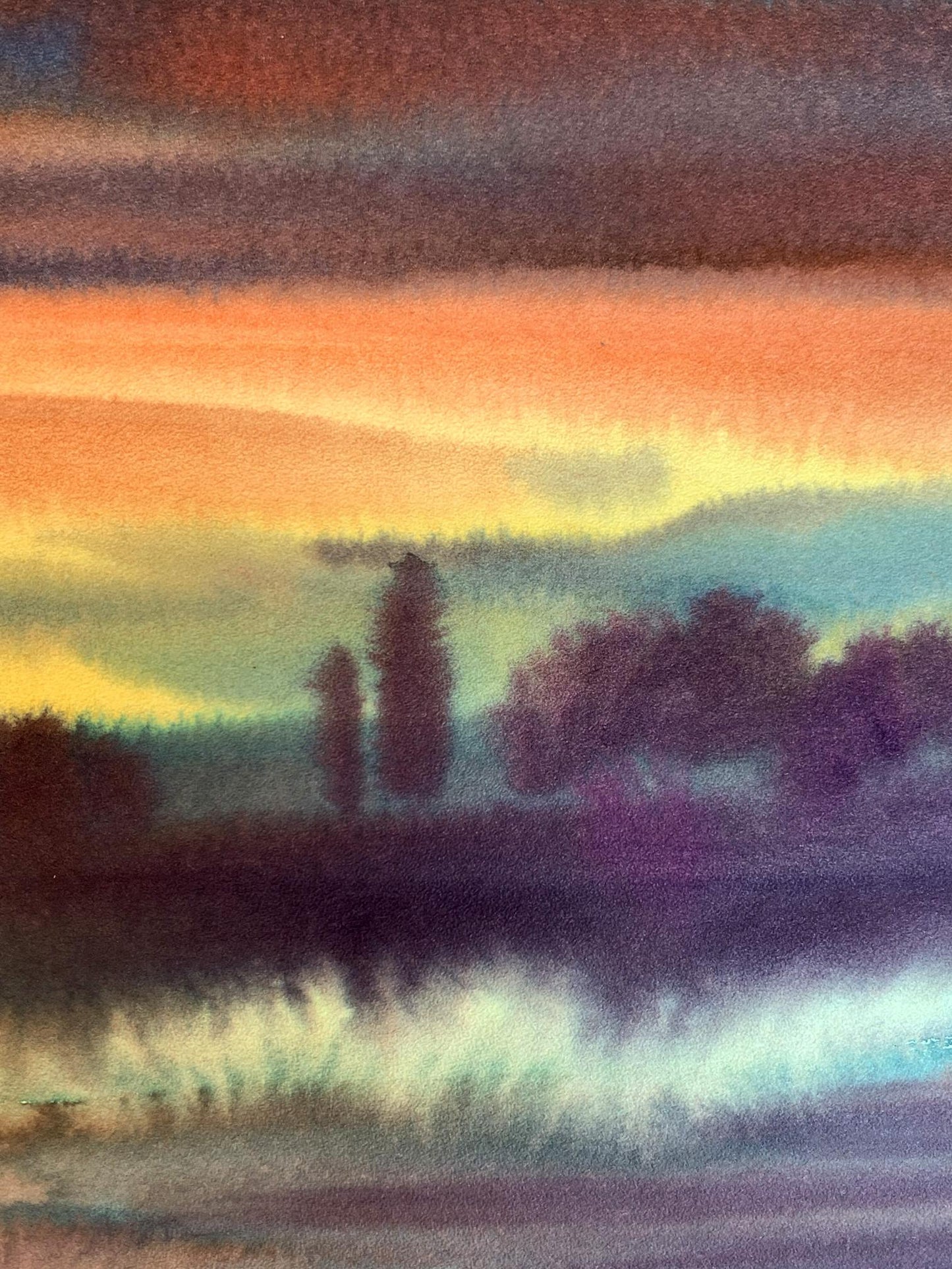 Watercolor painting Colorful evening Svetlana Gramm