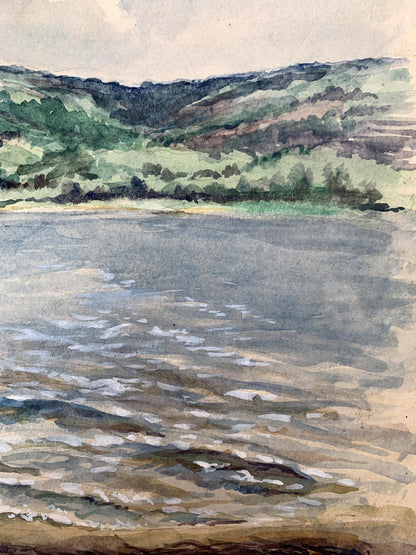 Watercolor painting On the river bank O. Umansky