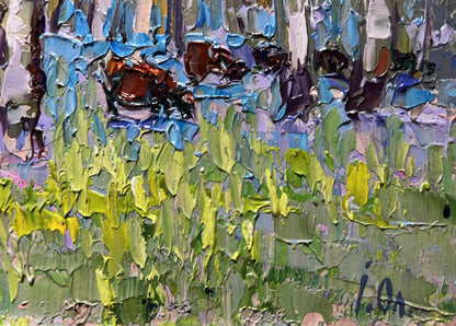 Oil painting Early spring and the meadows are in bloom Oleksiy Ivanyuk