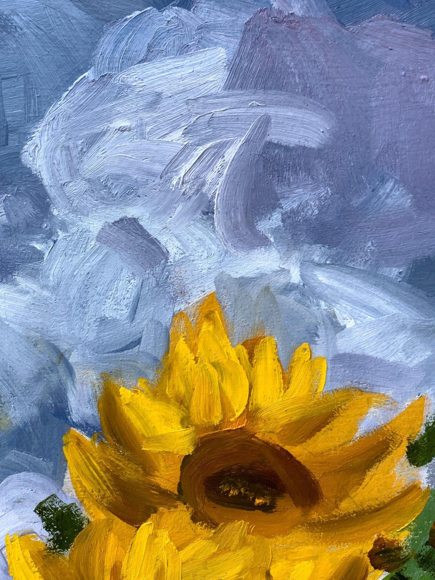 Oil painting Sunflowers and clouds Valentina Simashchuk