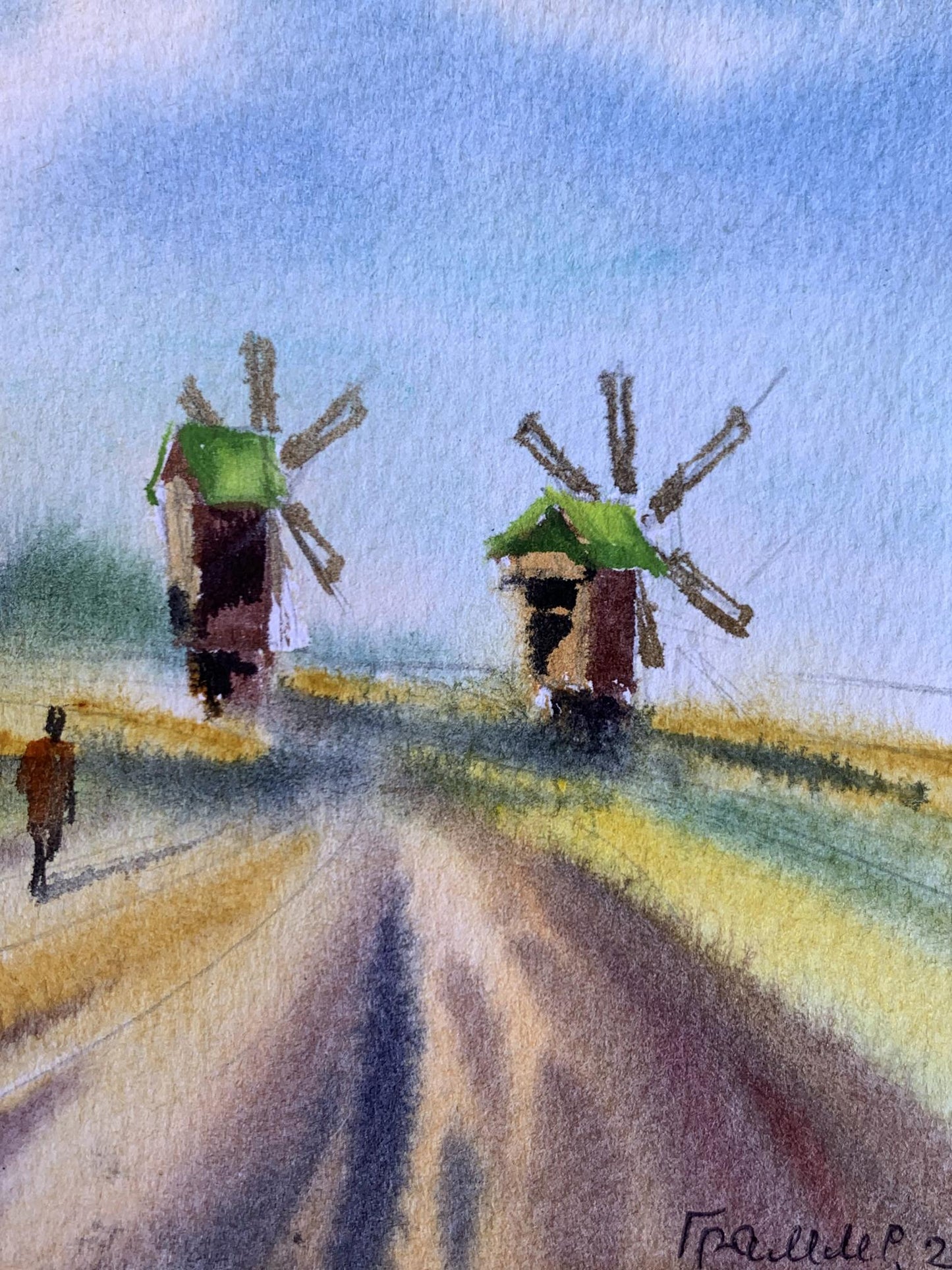 Pastel painting Road among the mills Svetlana Gramm