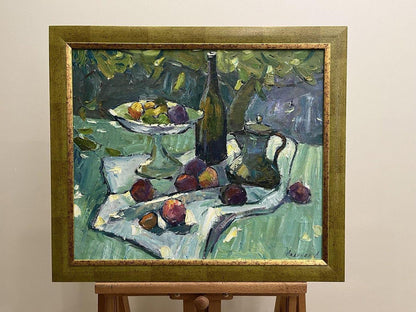 Oil painting Still life with fruits and dishes Oleksandr Andreev