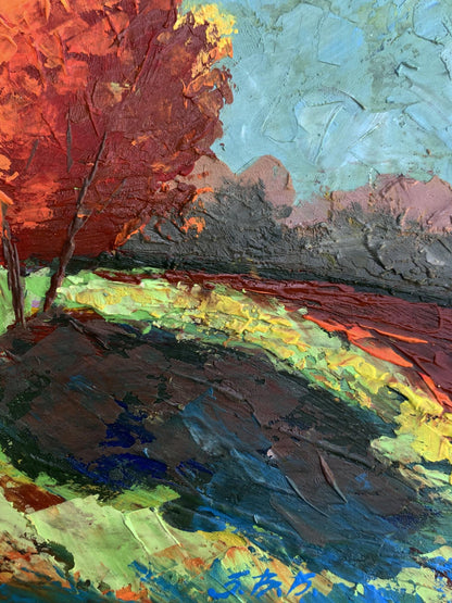 Oil painting Autumn tree V. Zadorozhnya