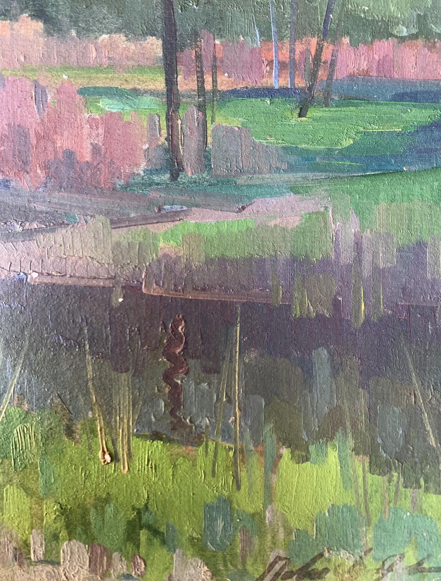 Oil painting There is a river in the forest Peter Dobrev