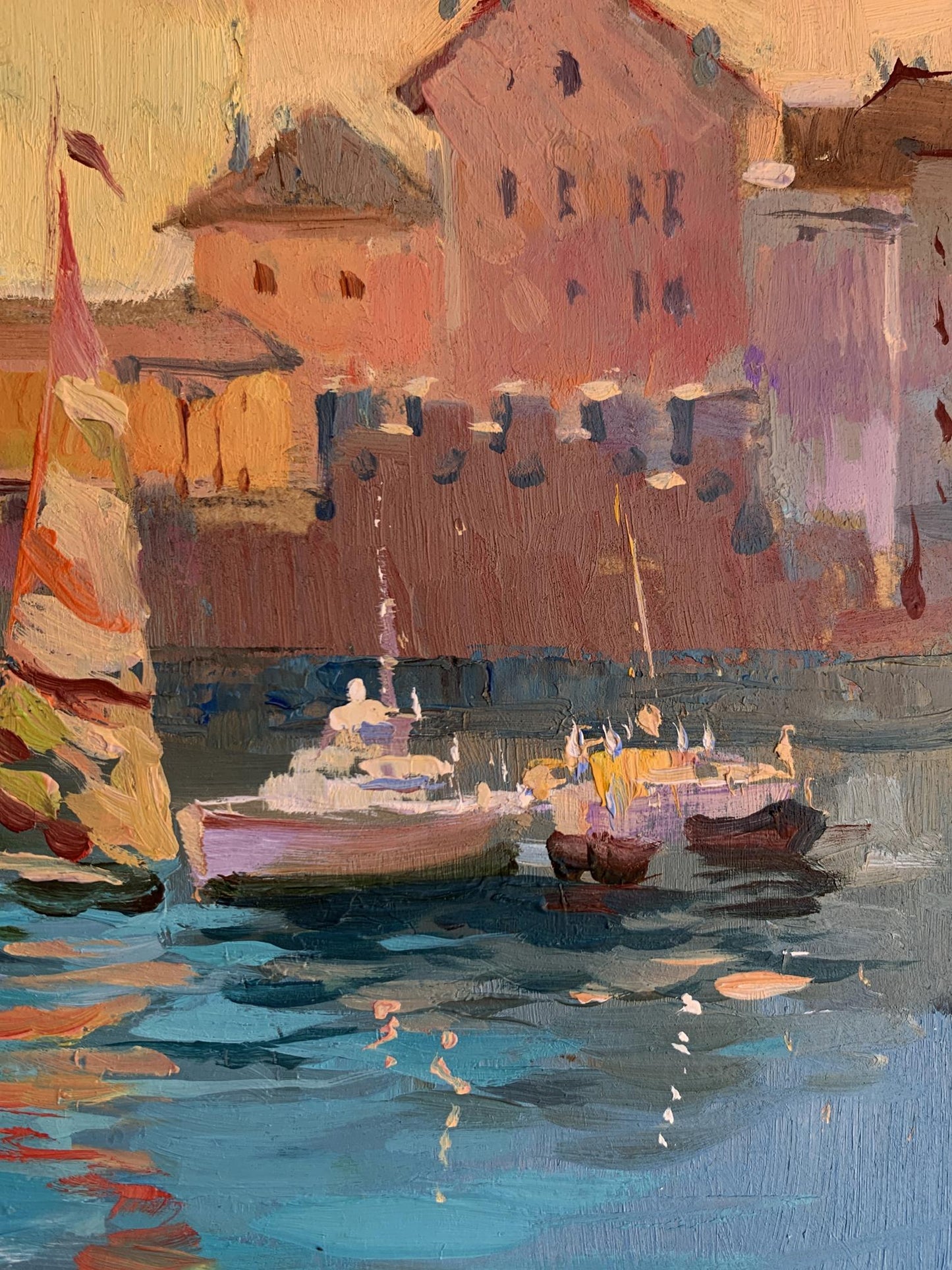 OIl painting Evening at the yacht club Yuriy Suprunchuk