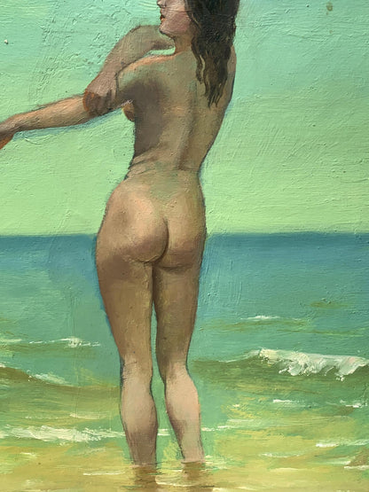 Oil painting Girl on the beach Mykhailo Burdylo