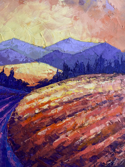 Oil painting Mountain Sunset V. Zadorozhnya