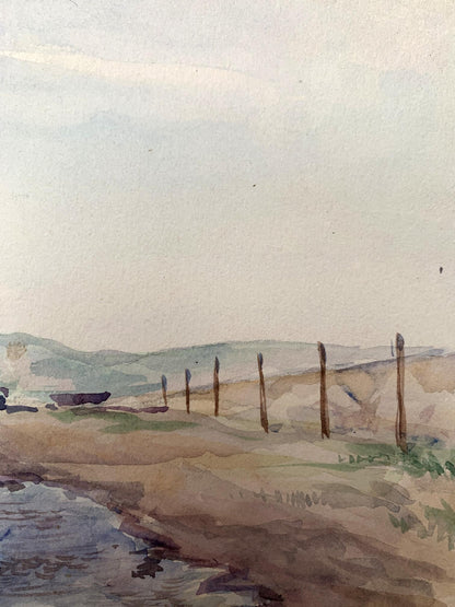 Watercolor painting Road in the field Unknown artist