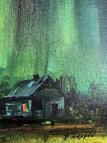 Oil painting Northern lights Tatyana Derdey