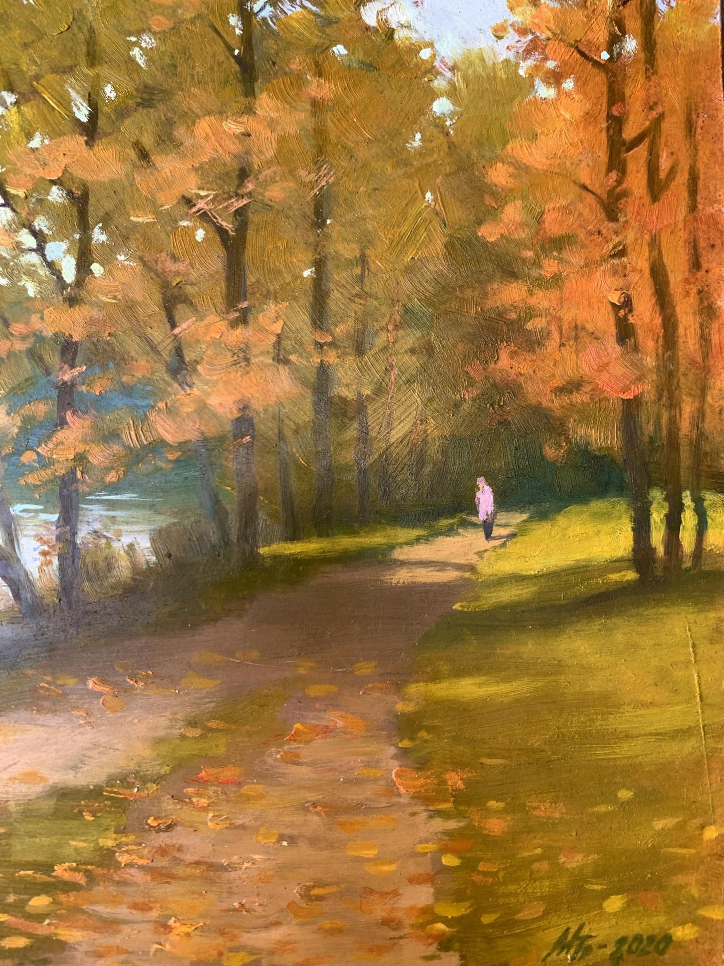 Oil painting In the autumn park Mykhailo Burdylo