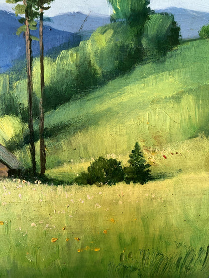 Oil painting A lonely house in the mountains Mykhailo Burdylo