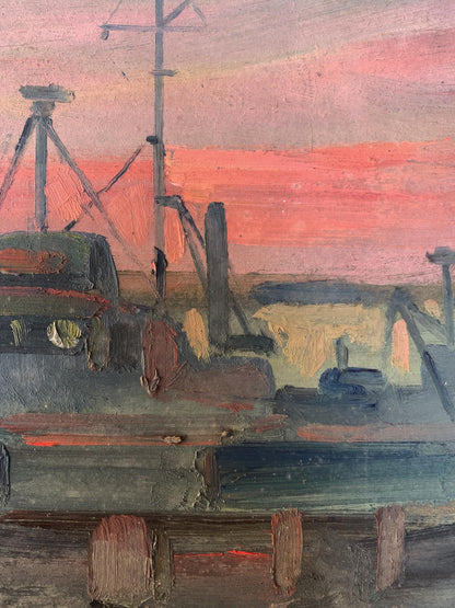 Oil painting Ship on the ferry Peter Dobrev