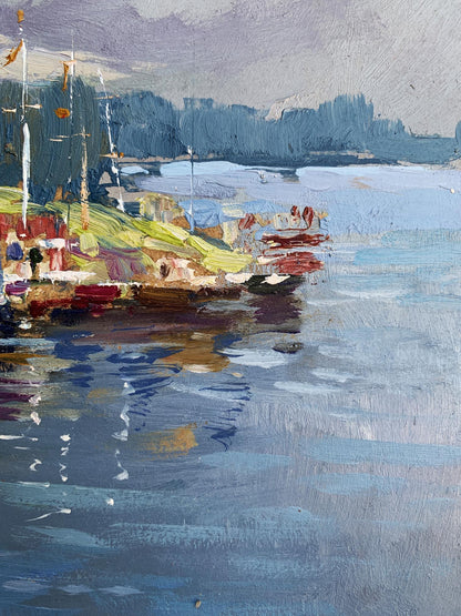 OIl painting Port for boats and yachts Yuriy Suprunchuk