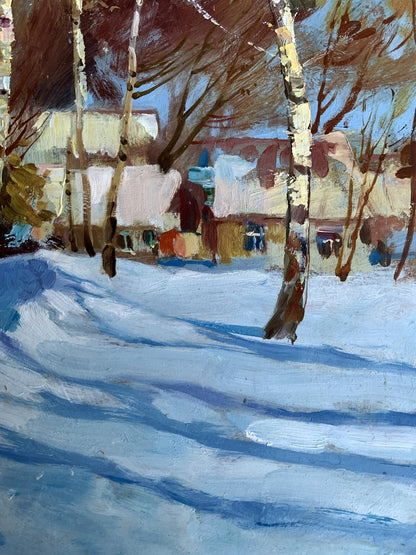 OIl painting Sunny winter day Yuriy Suprunchuk