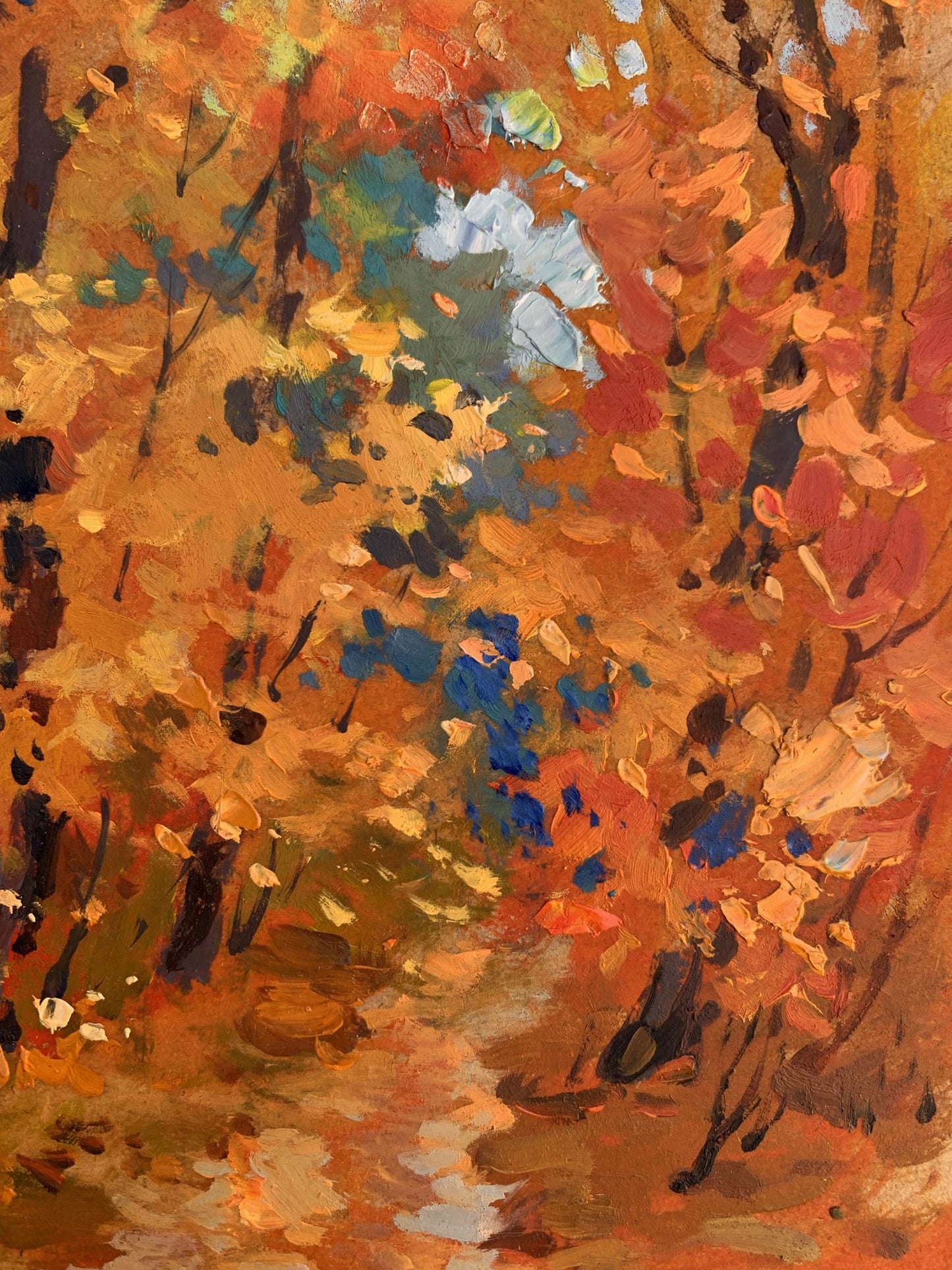 OIl painting Orange autumn forest Yuriy Suprunchuk