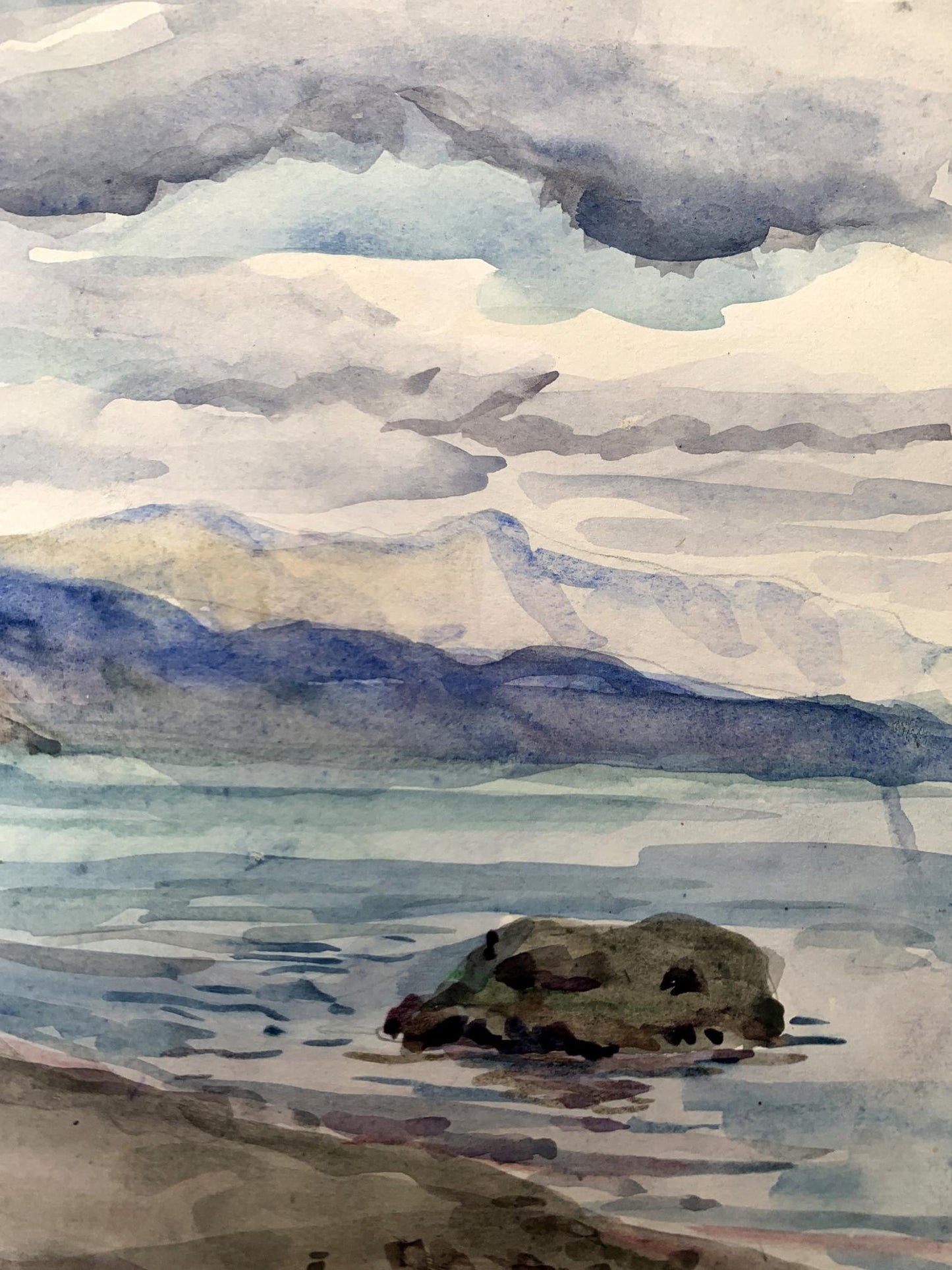 Watercolor painting Covered with clouds Unknown artist