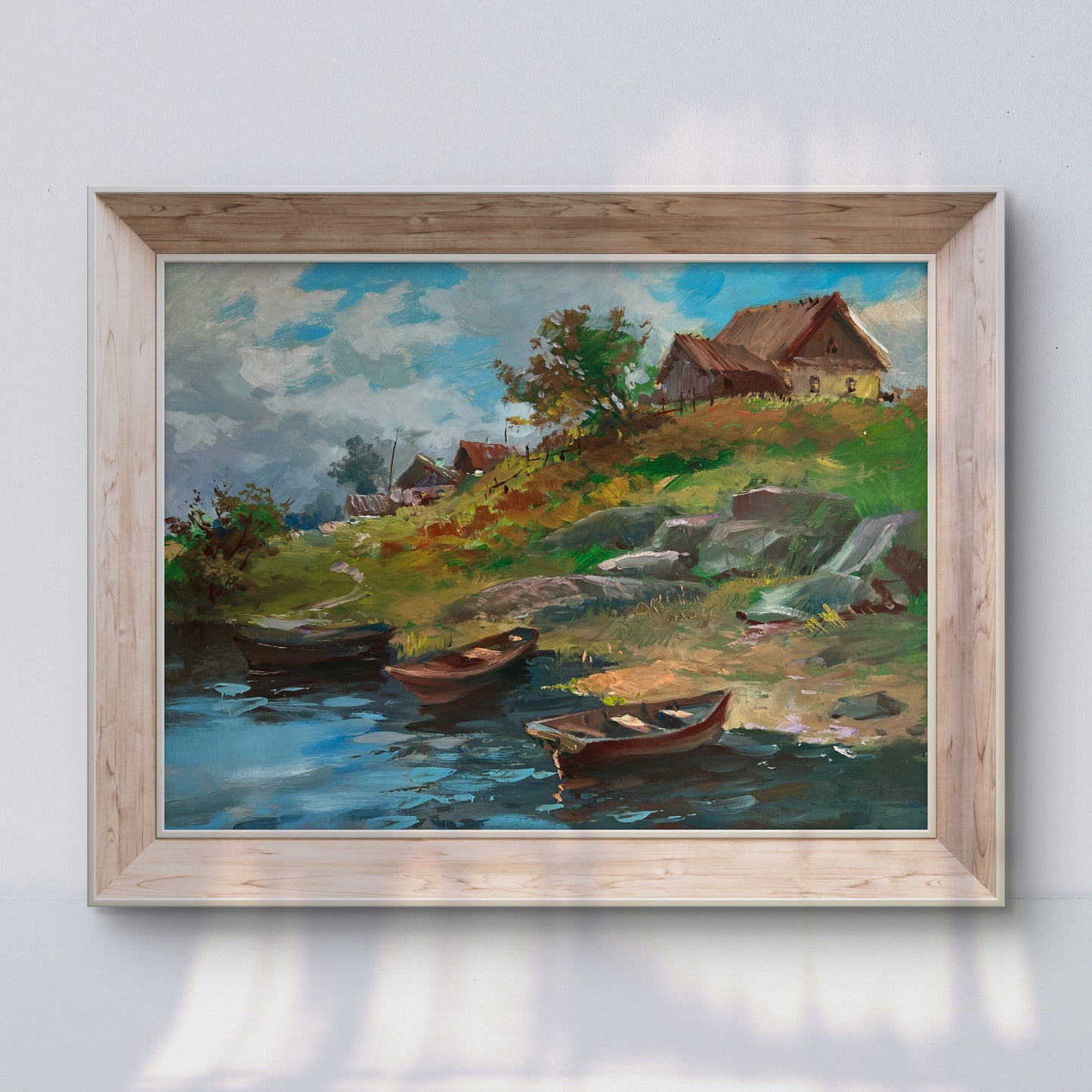 Oil painting The river carries village dreams Yuriy Suprunchuk