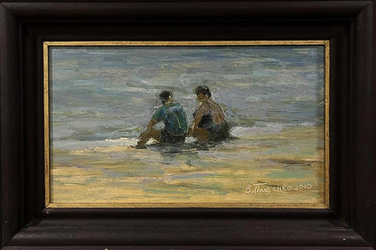 Oil painting To the beach with a friend Volodymyr Pashchenko