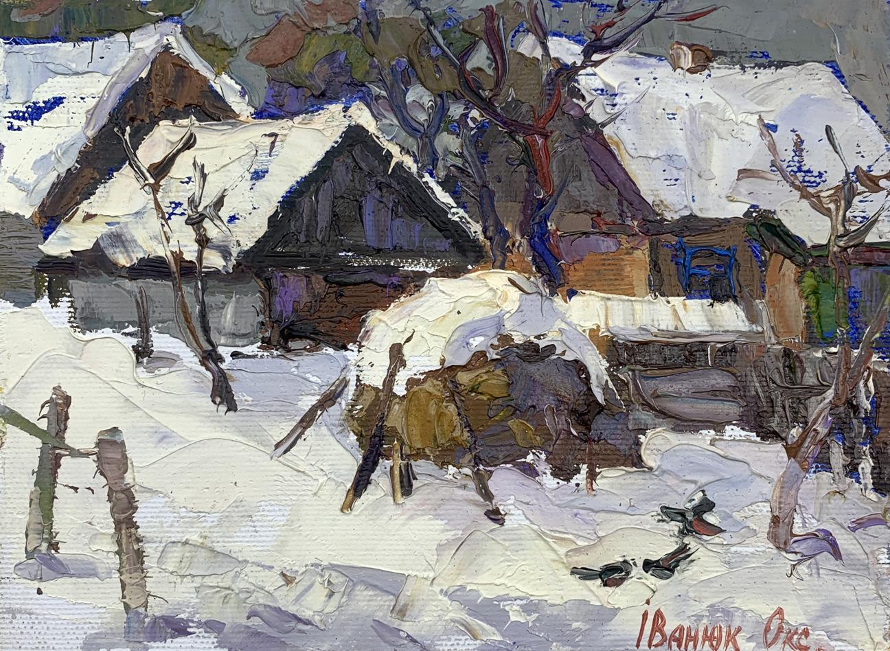 Oil painting Winter yard Oksana Ivanyuk