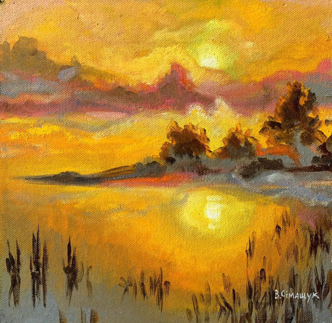 Oil painting Sunset sun Valentina Simashchuk