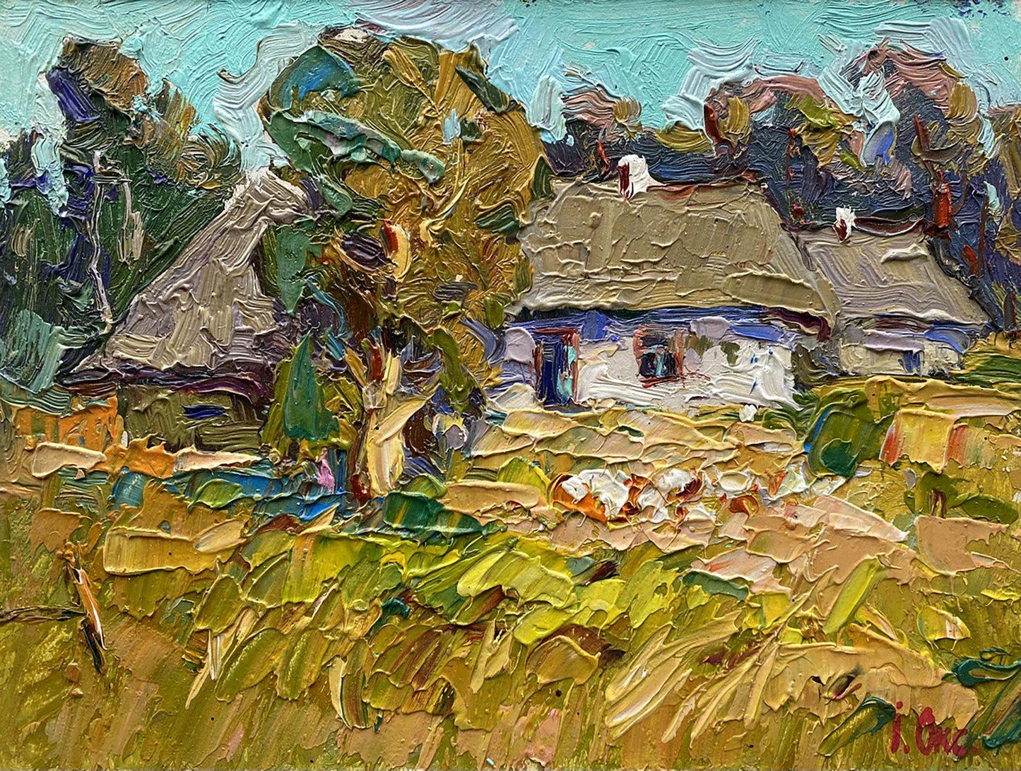 Oil painting Summer days in the village Oksana Ivanyuk