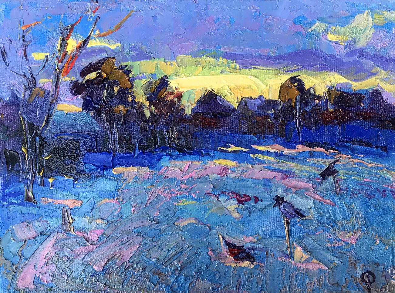 Oil painting Winter frosty night Oksana Ivanyuk