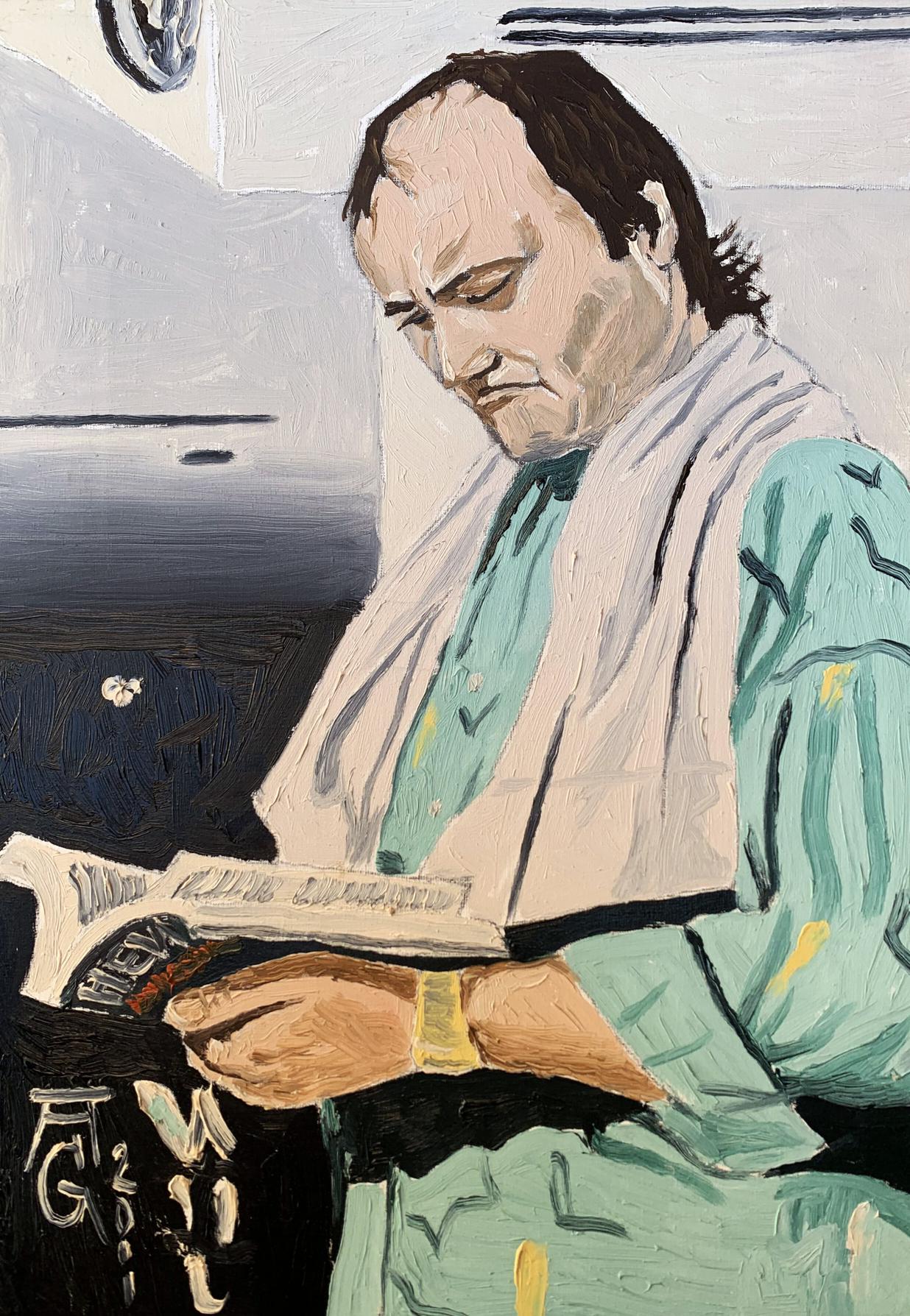 Oil painting While reading a book Oleksandr Gukalov