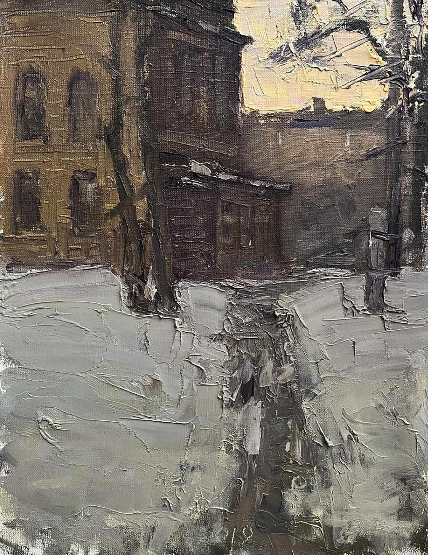 Oil painting Winter evening Volodymyr Pashchenko