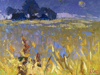 Oil painting Moon over the field Oksana Ivanyuk