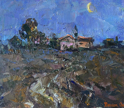 Oil painting Moon morning Oleksiy Ivanyuk