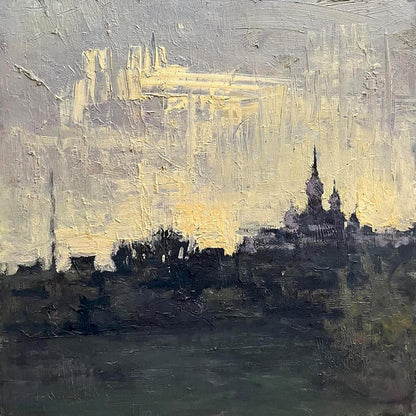 Oil painting Landscape with a church Volodymyr Pashchenko