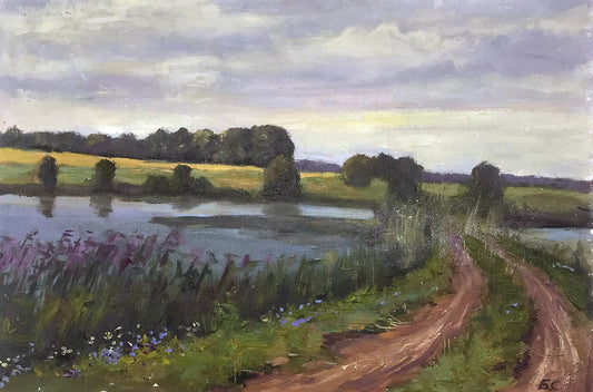 Oil painting The road over the river Boris Serdyuk