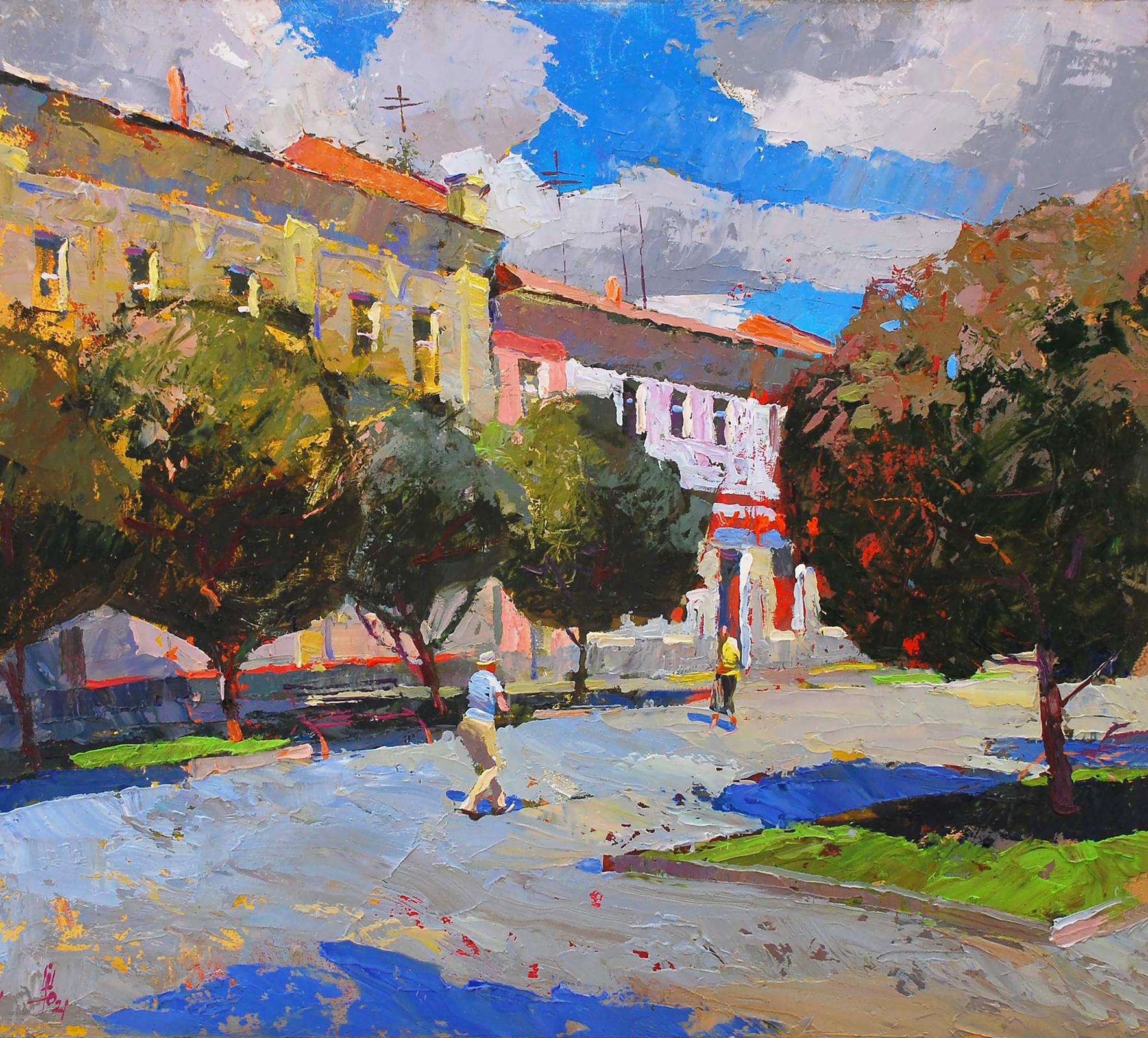 Oil painting Summer in the city Egor Shvachunov