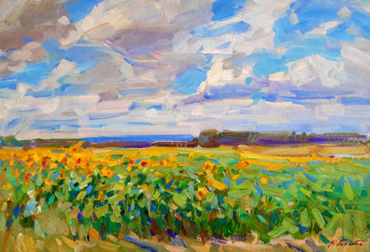 Oli painting Field of sunflowers Pereta Vyacheslav