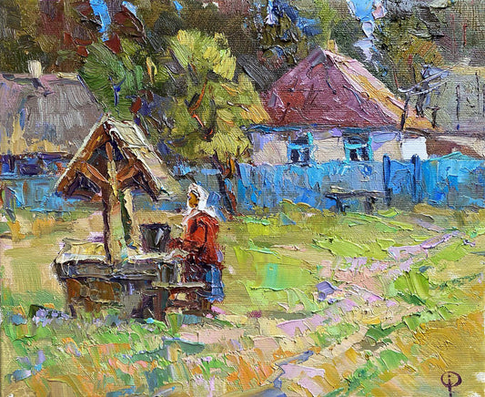 Oil painting Near the well Oksana Ivanyuk