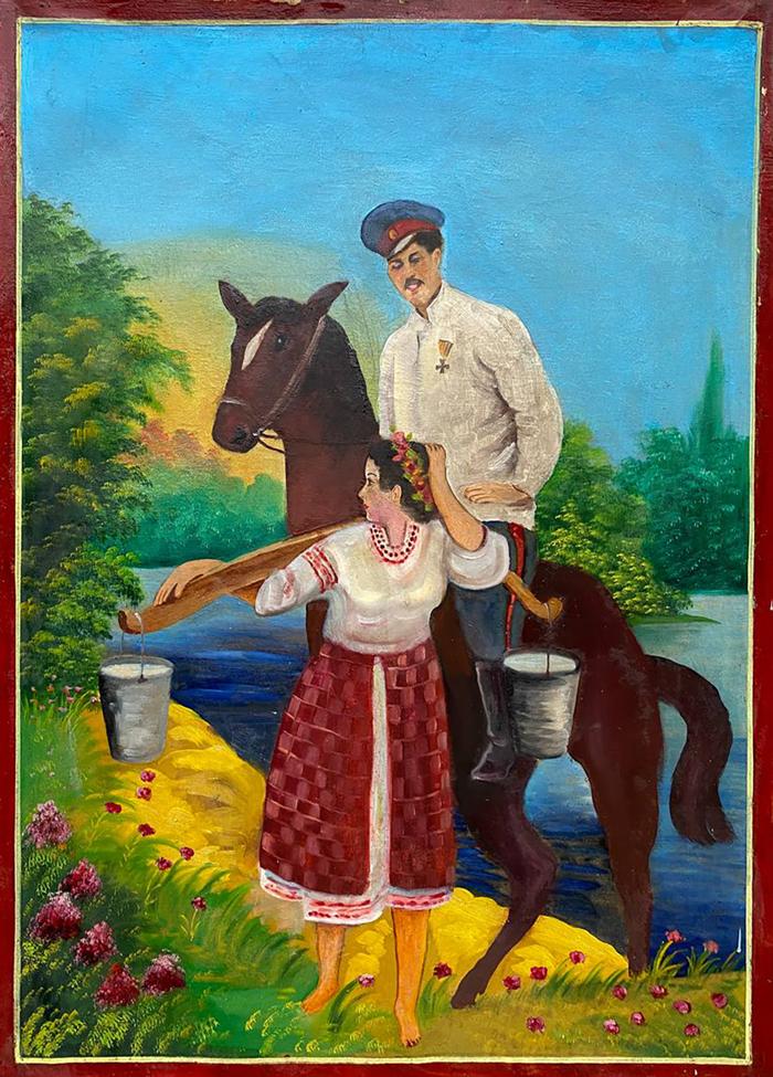 Oil painting Kuban Cossack with St. George's Cross Unknown artist