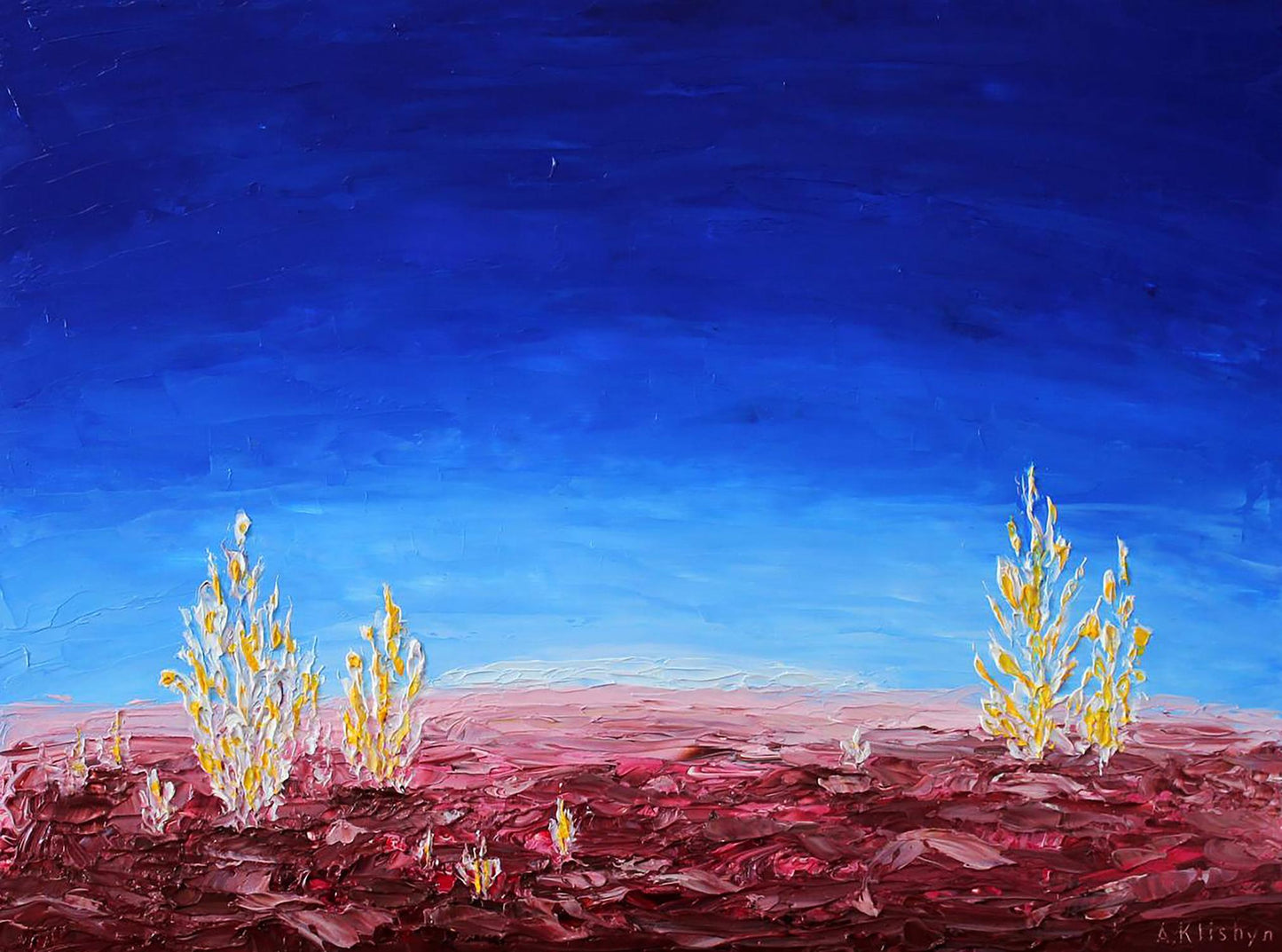 Oil painting White ahgae landscape Andriy Klishyn